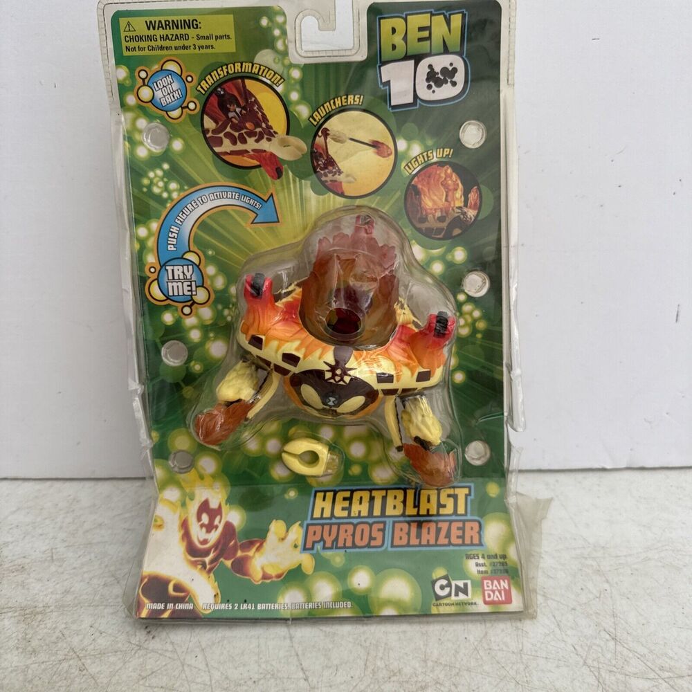 2006 NIP Ben 10 Alien Crusier Heat Blast Pyros Blazer Cartoon Network Bandai Fig